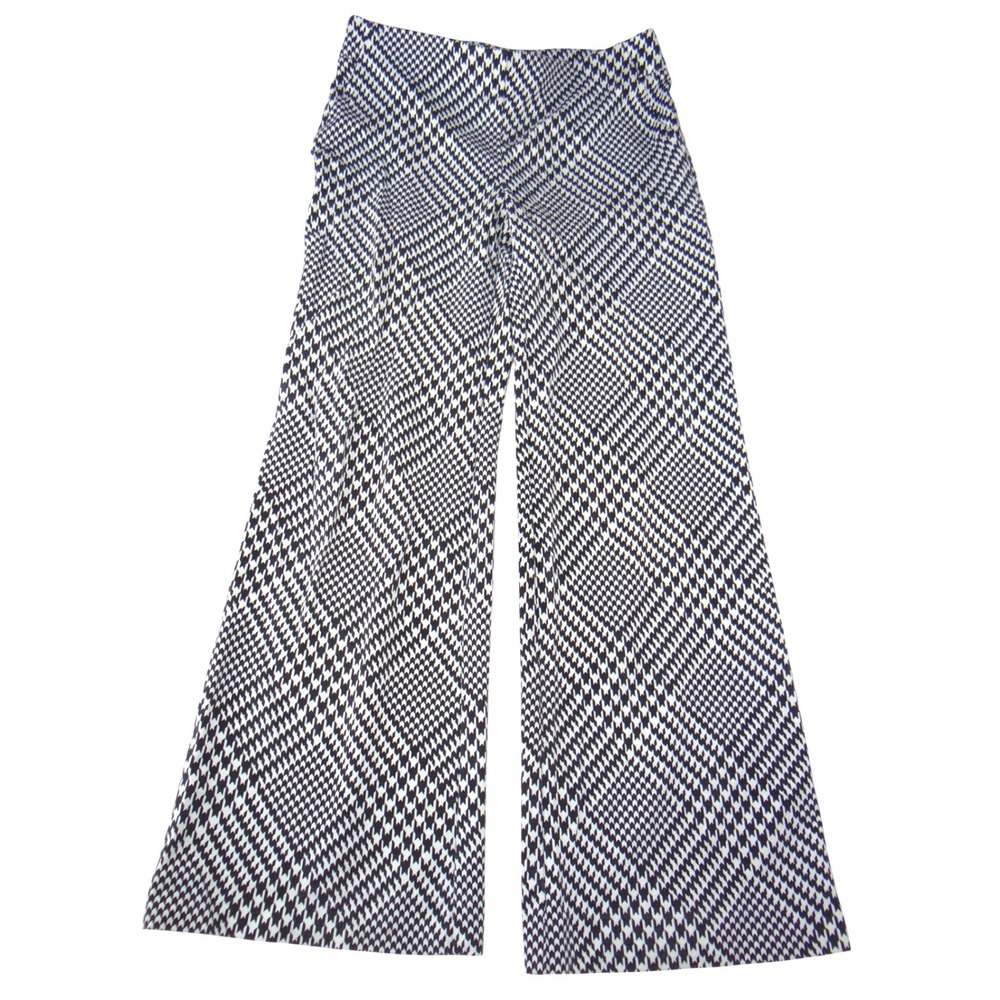 Chicos Black White Houndstooth‎ Wide Leg Pants Pull On Size 00R US 2R